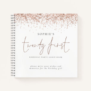 Rose Gold Glitter Twenty First Birthday Guest Book