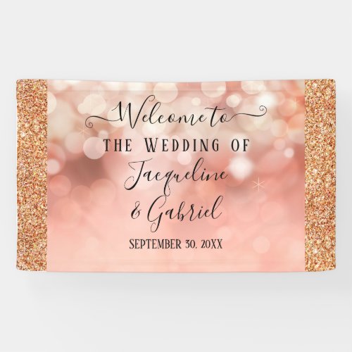 Rose Gold Glitter Twinkle Fairy Lights Blush Pink  Banner