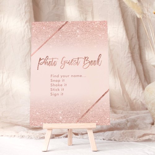 Rose gold glitter typography blush pink sign invitation