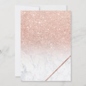 Rose gold glitter typography marble wedding invitation (Back)