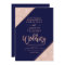 Rose gold glitter typography navy blue wedding