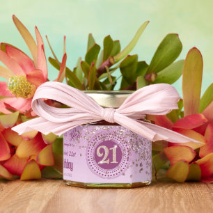 Rose Gold Glitter & Unique number 21 Decoration Honey Jar Favors