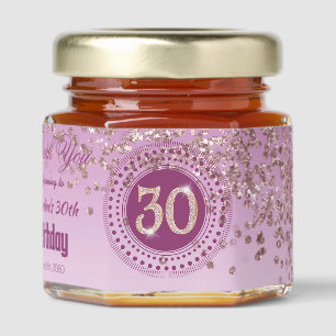 Rose Gold Glitter & Unique number 30 Decoration Honey Jar Favors
