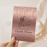 Rose Gold Glitter Virtual 60th Birthday Party Invitation<br><div class="desc">Elegant and chic virtual sixtieth birthday party invitation featuring "60 & Fabulous" in a pretty stylish script against a rose gold background,  with dripping rose gold faux glitter.</div>