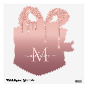 Rose Gold Glitter Wall Decal Custom Name Letter