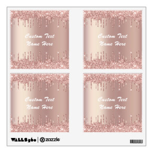 Rose Gold Glitter Wall Decal with Custom Text