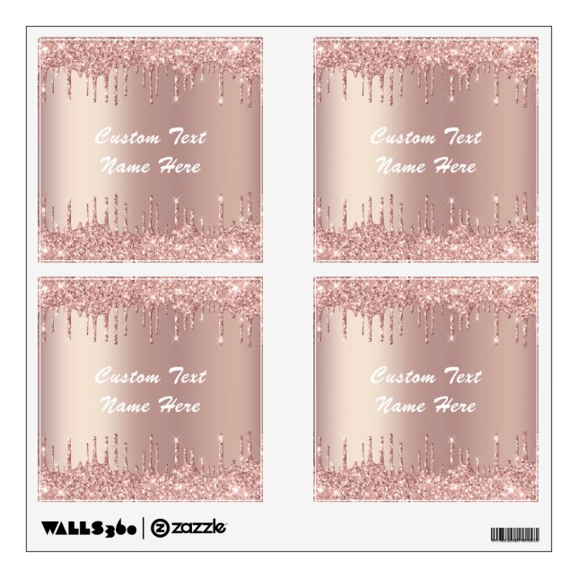 Rose Gold Glitter Wall Decal with Custom Text (Front)