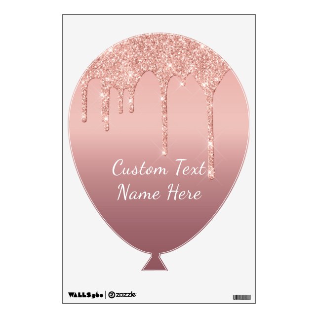 Rose Gold Glitter Wall Decal with Custom Text  (Front)
