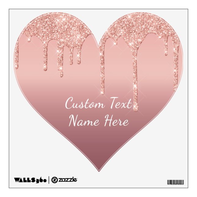 Rose Gold Glitter Wall Decal with Custom Text (Front)