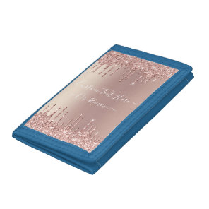 Rose Gold Glitter Wallet with Custom Text