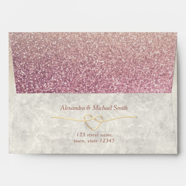 Rose Gold Glitter Wedding Envelope (Back (Top Flap))