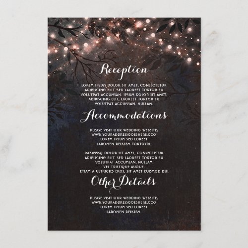 Rose Gold Glitter Wedding Information Guest Enclosure Card
