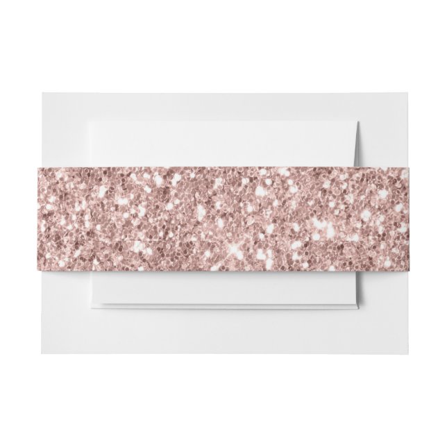 Rose Gold Glitter Wedding  Invitation Belly Band (Front Example)
