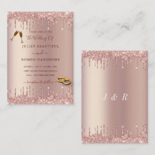 Rose Gold Glitter Wedding Invitation Your Design