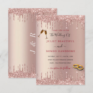 Rose Gold Glitter Wedding Invitations Example
