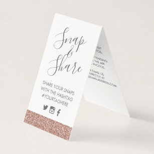 Rose Gold Glitter Wedding Party Hashtag Sign Card