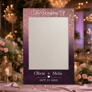 Rose Gold Glitter Wedding Photo Frame   Elegant  Selfie Frame