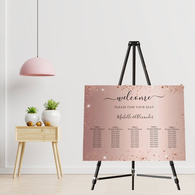Rose gold glitter wedding seating chart foam board (Creator Uploaded)