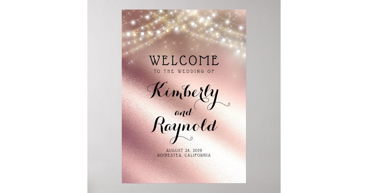 Rose Gold Glitter Wedding Welcome Sign Zazzle