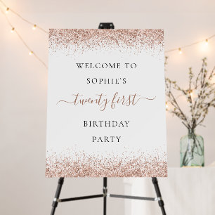 Rose Gold Glitter Welcome 21st Birthday Party Foam Board