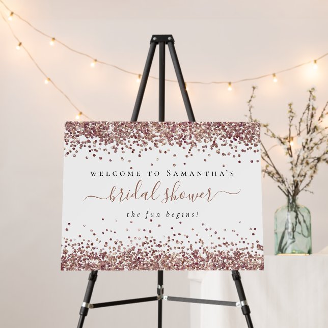 Rose Gold Glitter Welcome Name Bridal Shower Foam Board (In Situ (Stand))