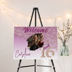 Rose Gold Glitter Welcome Sweet 16th Birthday Foam Board