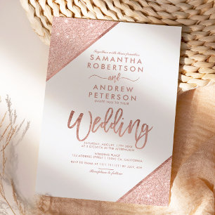 Rose gold glitter white budget wedding