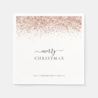 Rose Gold Glitter White Name Merry Christmas