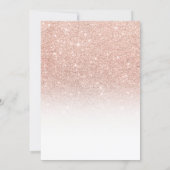 Rose gold glitter white ombre girl baby shower invitation (Back)