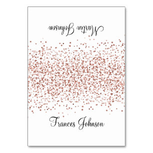 Rose Gold Glitter White Two Name Place Cards