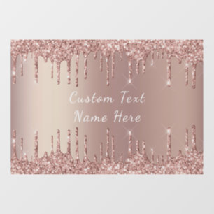 Rose Gold Glitter Window Cling with Custom Text