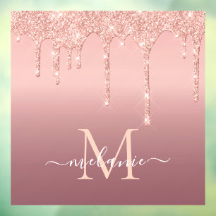 Rose Gold Glitter Window Cling Your Name Letter