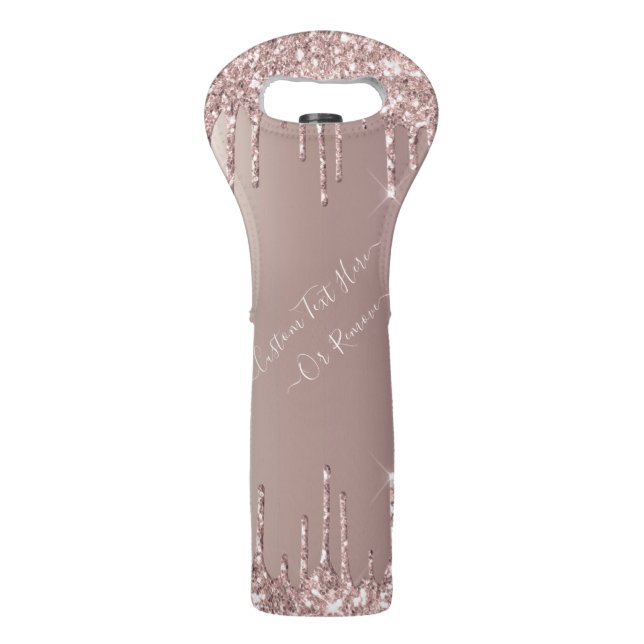 Rose Gold Glitter Wine Bag Personalized Text Name (Front)
