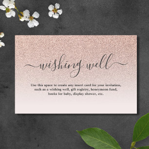 Rose Gold Glitter Wishing Well Wedding Enclosure Card