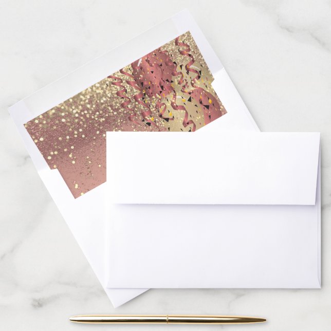 Rose Gold Glitter with Party Balloons  Envelope Liner (Desk)