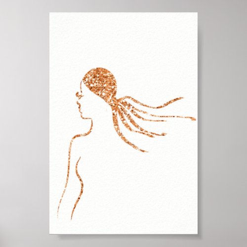 ROSE GOLD GLITTER WOMAN BODY BEAUTY HAIR LASHES POSTER