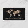 Rose Gold Glitter World Map Global Travel Agent Business Card
