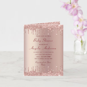 Rose Gold Glitter Your Baby Girl Shower Invitation