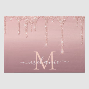 Rose Gold Glitter Your Letter Name Tissue Paper