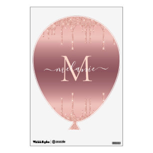 Rose Gold Glitter Your Name and Letter Wall Decal