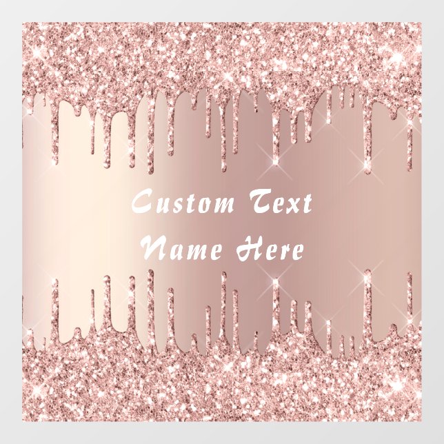Rose Gold Glitter Your Name Text Window Cling (Sheet)