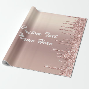 Rose Gold Glitter Your Name Text Wrapping Paper