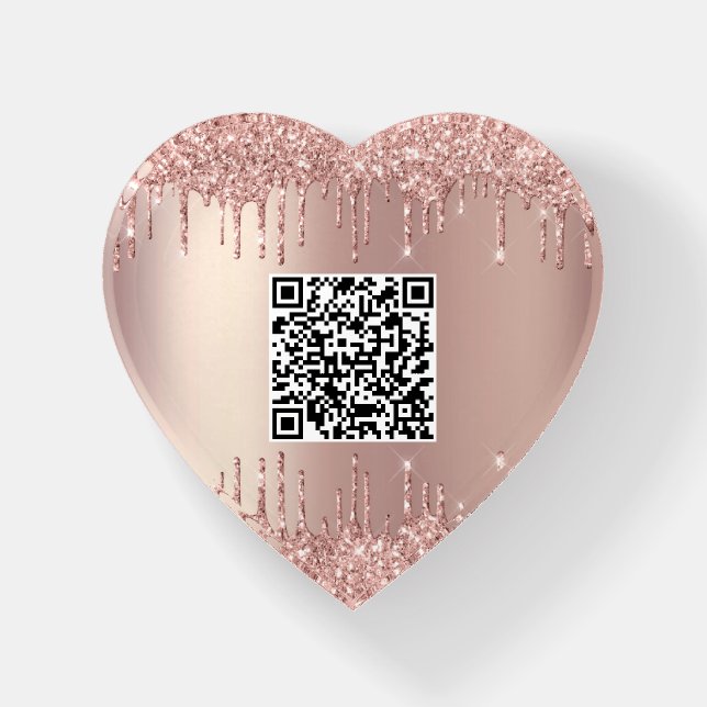Rose Gold Glitter Your QR Code Paperweight Gift (Front)