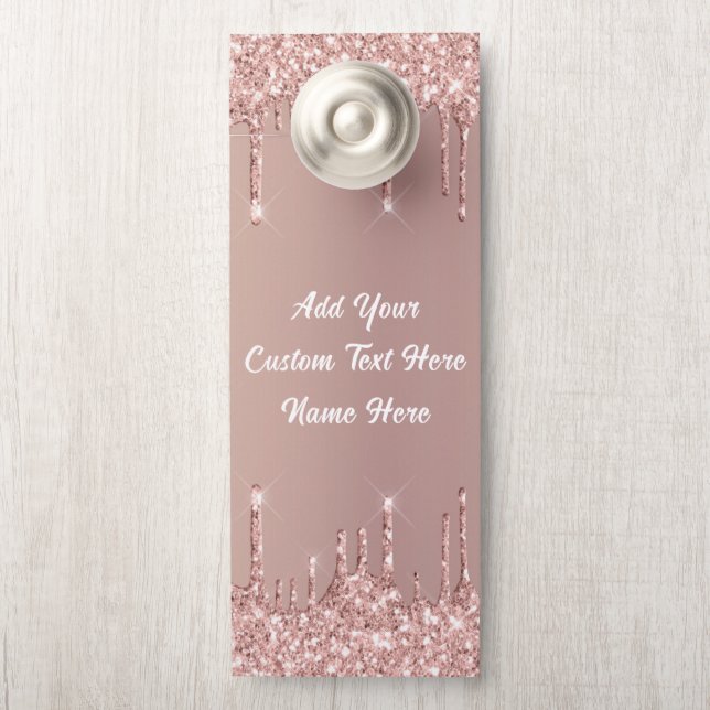 Rose Gold Glitter Your Text Name Door Hanger (On Knob)