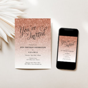 Rose gold Glitter You're Invited Party Invitation