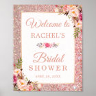 Rose Gold Glitters Floral Bridal Shower Sign