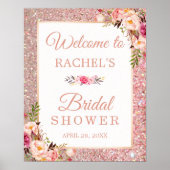Rose Gold Glitters Floral Bridal Shower Sign (Front)