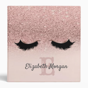 Rose Gold Glittery Bokeh faux Lashes 3 Ring Binder