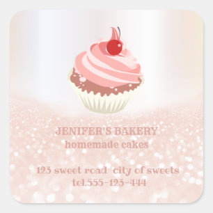 Rose gold glittery homemade cupcakes and treats square sticker