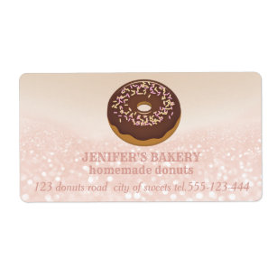 Rose gold glittery homemade donuts and sweets label